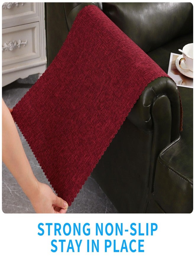 Hittun Sofa Arm Cover,Non Slip Couch Arm Cover Washable Recliner Chair Armrest Covers Protectors Set of 2 Wavy Border Armrest Covers for Sofa (18" x24", Red) - Image 5